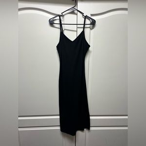 Beautiful black midi dress with slit on side